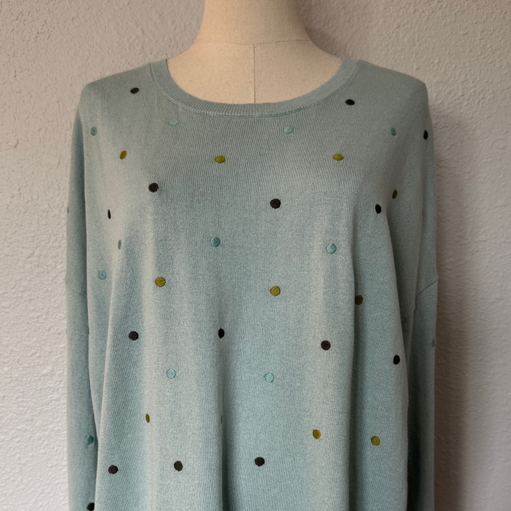 NWT J. Jill Polka Dot Sweater Robin’s Egg Blue size Large Tall - Picture 3 of 13